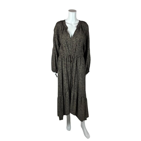 a new day Dresses & Skirts - A New Day Leopard Dress Womens Large Balloon Long Sleeve Tiered Print Midi